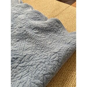 Pine Cone Hill Blue White Reversible Scalloped Cotton Quilt Matelasse Bedspread